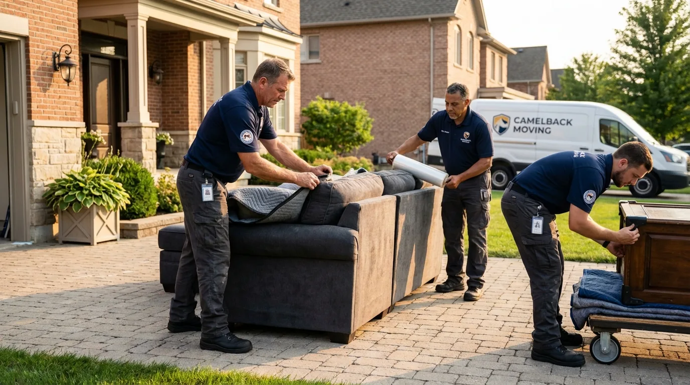 Large estate moving crew wrapping furniture in Shutesbury, MA
